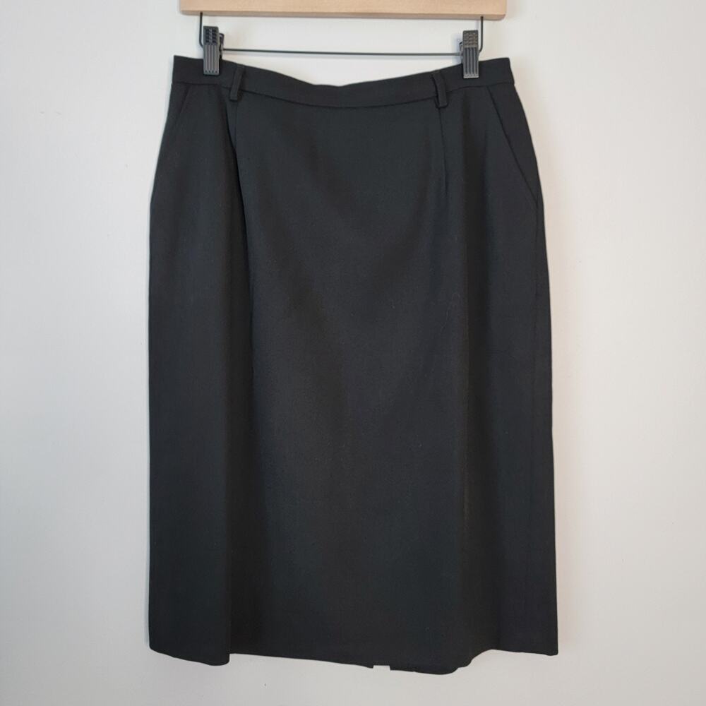 Pendleton VTG Black Wool Pencil Skirt 12 Made USA Timeless Professional Career